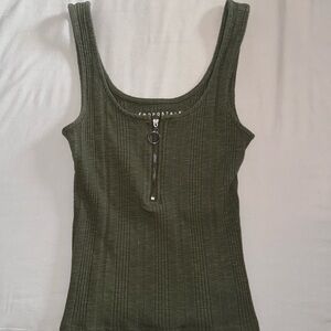 Green zipper tank top